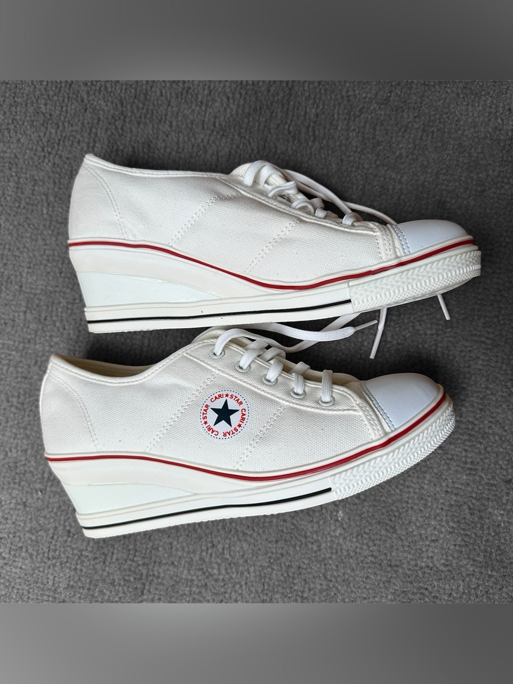 Canvas Low-Top Low Wedge Sneakers